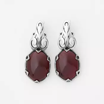 Серьги гранат альмандин (серебро 925 пр. оксидир.)