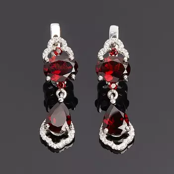 Серьги гранат альмандин (серебро 925 пр. родир. бел.) огранка