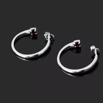 Серьги гранат альмандин (серебро 925 пр. родир. бел.) пуссеты огранка