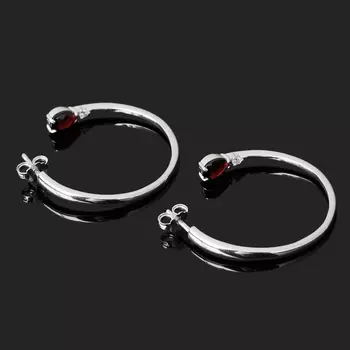 Серьги гранат альмандин (серебро 925 пр. родир. бел.) пуссеты огранка