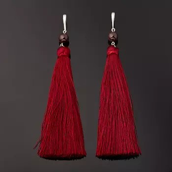 Серьги гранат альмандин (серебро 925 пр., текстиль)
