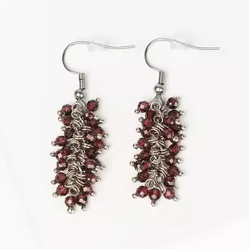 Серьги гранат альмандин (сталь хир.) огранка