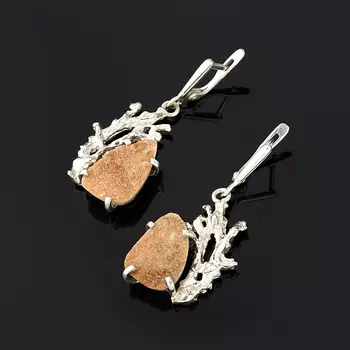 Серьги гранат гессонит (дублет) (серебро 925 пр.)