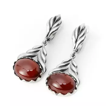 Серьги гранат гессонит (серебро 925 пр. оксидир.)