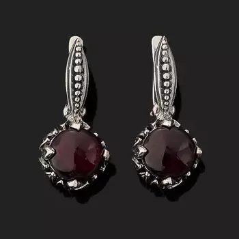 Серьги гранат родолит (серебро 925 пр. оксидир.)