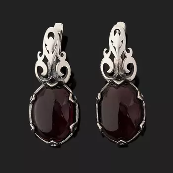 Серьги гранат родолит (серебро 925 пр. оксидир.)