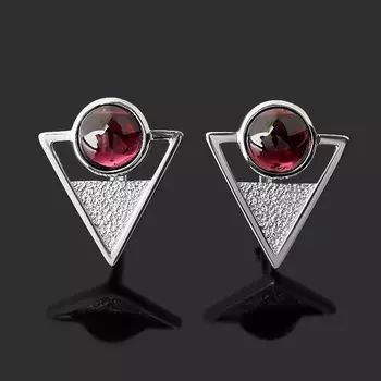 Серьги гранат родолит (серебро 925 пр. родир. бел.)