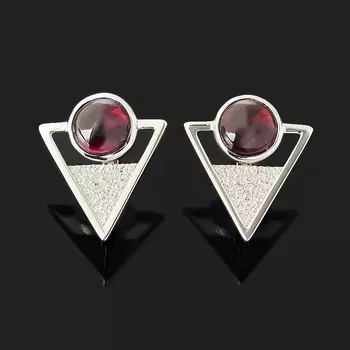 Серьги гранат родолит (серебро 925 пр. родир. бел.)
