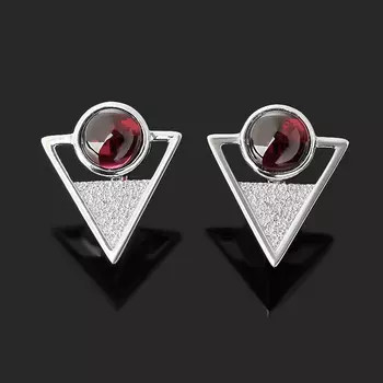 Серьги гранат родолит (серебро 925 пр. родир. бел.)