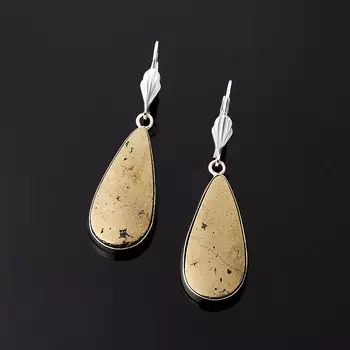 Серьги халькопирит (дублет) (нейзильбер)