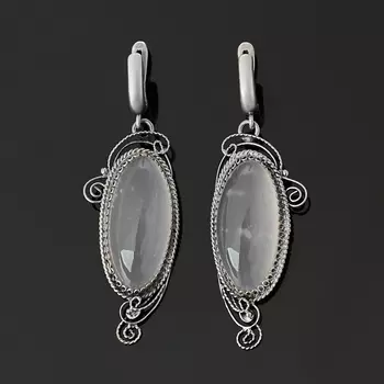 Серьги халцедон (нейзильбер)