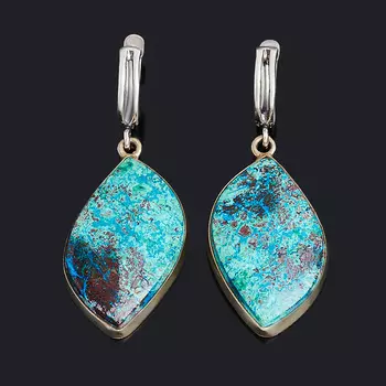Серьги хризоколла (дублет) (нейзильбер)
