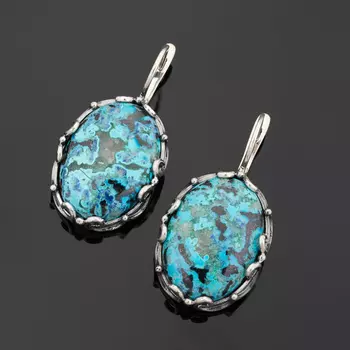 Серьги хризоколла (серебро 925 пр.)