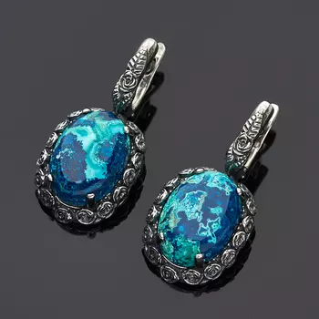 Серьги хризоколла (серебро 925 пр.)