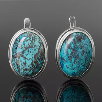 Серьги хризоколла (серебро 925 пр.)