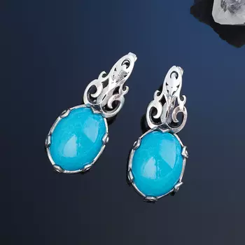Серьги хризоколла (серебро 925 пр.)