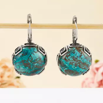 Серьги хризоколла (серебро 925 пр.)