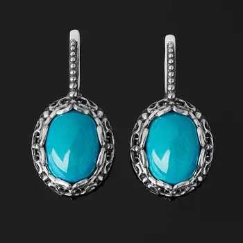 Серьги хризоколла (серебро 925 пр. оксидир.)