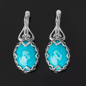 Серьги хризоколла (серебро 925 пр. оксидир.)