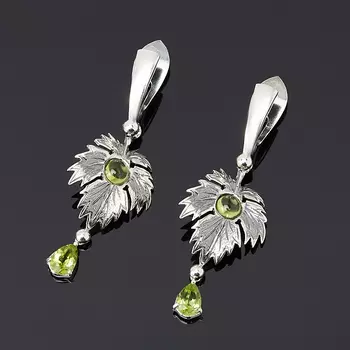 Серьги хризолит (серебро 925 пр.)