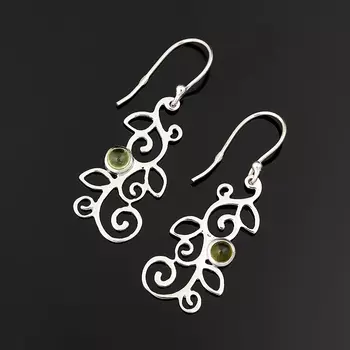 Серьги хризолит (серебро 925 пр.)