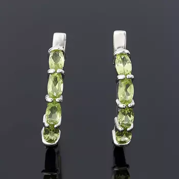 Серьги хризолит (серебро 925 пр.)