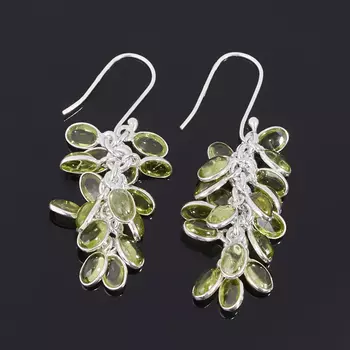 Серьги хризолит (серебро 925 пр.)