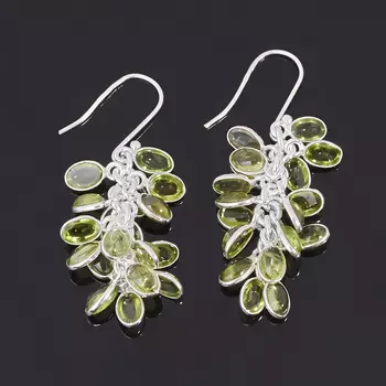 Серьги хризолит (серебро 925 пр.)