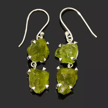 Серьги хризолит (серебро 925 пр.)