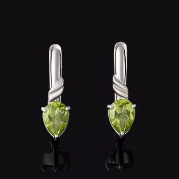 Серьги хризолит (серебро 925 пр.) огранка