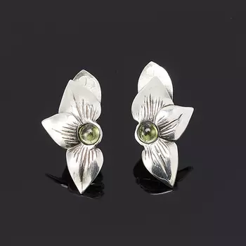 Серьги хризолит (серебро 925 пр. оксидир.)