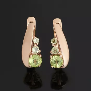 Серьги хризолит (серебро 925 пр. позолота) огранка