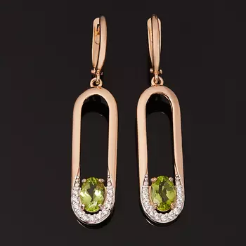 Серьги хризолит (серебро 925 пр. позолота) огранка