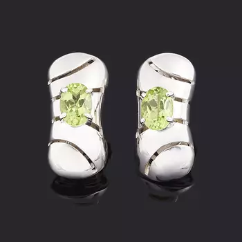 Серьги хризолит (серебро 925 пр. родир. бел.) огранка