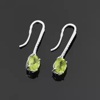 Серьги хризолит (серебро 925 пр. родир. бел.) огранка