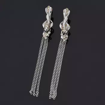 Серьги хризолит (серебро 925 пр. родир. бел., родир. черн.) огранка