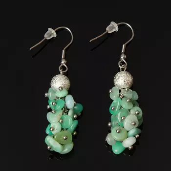 Серьги хризопраз (биж. сплав, сталь хир.)