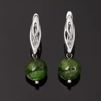 Серьги хромдиопсид (биж. сплав родир. бел.)