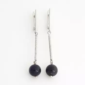 Серьги иолит (кордиерит) (биж. сплав родир. бел.)