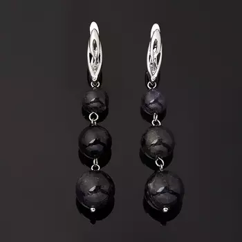 Серьги иолит (кордиерит) (биж. сплав родир. бел.)