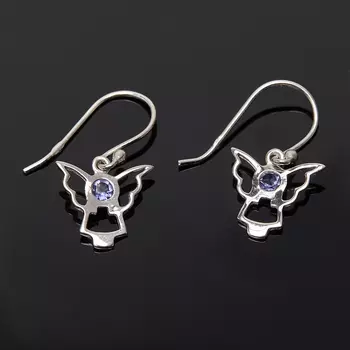 Серьги иолит (кордиерит) огранка (серебро 925 пр.)