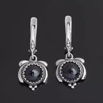 Серьги иолит (кордиерит) (серебро 925 пр. оксидир.)