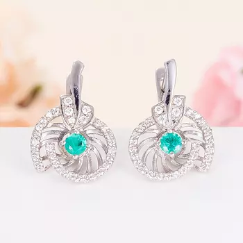 Серьги изумруд огранка (серебро 925 пр.)