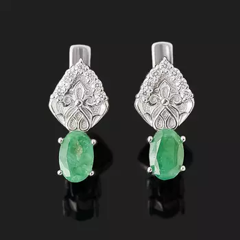 Серьги изумруд (серебро 925 пр.) огранка