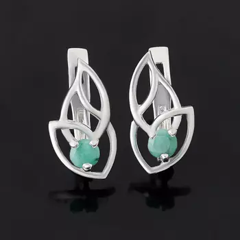 Серьги изумруд (серебро 925 пр.) огранка