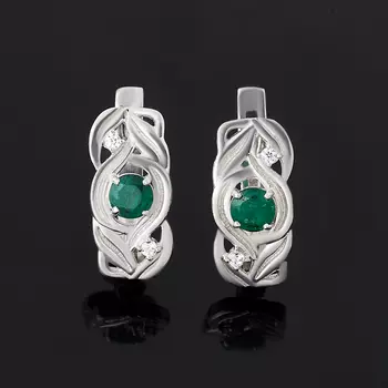 Серьги изумруд (серебро 925 пр.) огранка