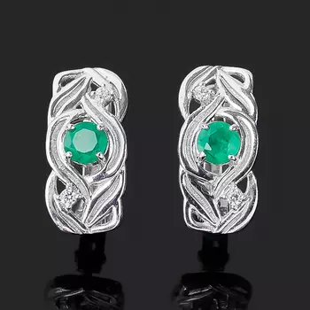 Серьги изумруд (серебро 925 пр.) огранка