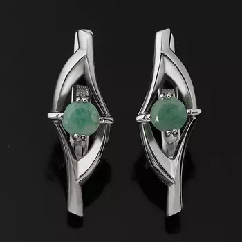 Серьги изумруд (серебро 925 пр.) огранка