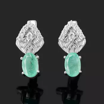 Серьги изумруд (серебро 925 пр.) огранка
