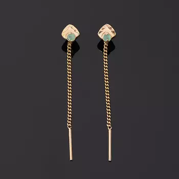 Серьги изумруд (серебро 925 пр. позолота) огранка